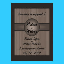 Medallion And Stripes Engagement Announcemnt-Taupe invitations