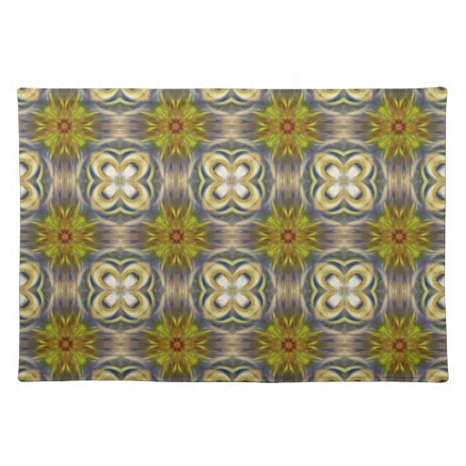 Medallion Pattern in Gold and Blue Placemat Zazzle