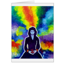 Medatating Woman by Piliero Greeting Cards