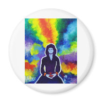 Medatating Woman by Piliero Fridge Magnet