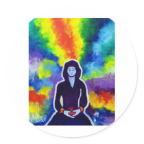 Medatating Woman by Piliero Sticker