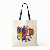 "Media Man" Colorful  Canvas Tote Bag bags