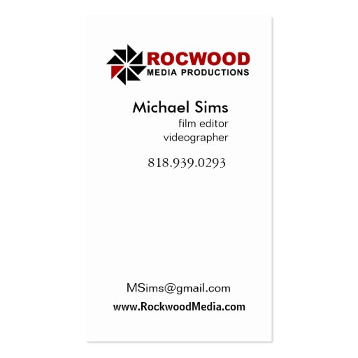 "Media Production" Consultant, Film Editor, Video Business Card Template (back side)