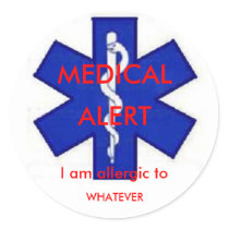Medical Alert "I am allergic to" Sticker