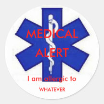 Medical Alert "I am allergic to" Sticker