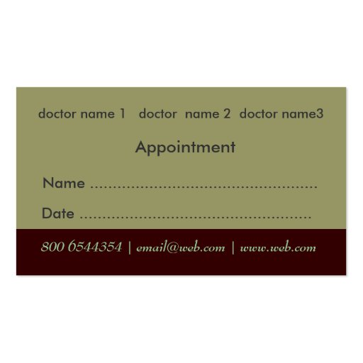 Medical  Appointment Business Card Templates (back side)