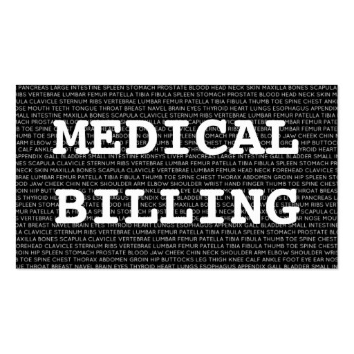 Medical Billing Medical Words Business Card Template (front side)