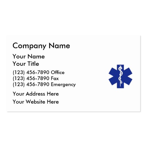 Medical Business Cards EMS (back side)