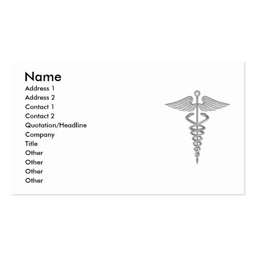 Medical Caduceus Business Card (front side)