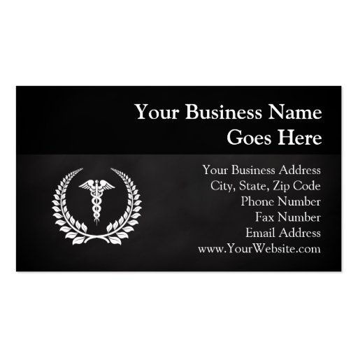 Medical Caduceus Laurel Business Cards (front side)