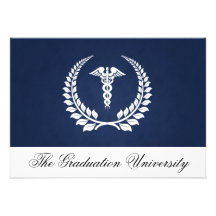 Medical Caduceus Laurel w/Blue Custom Announcement