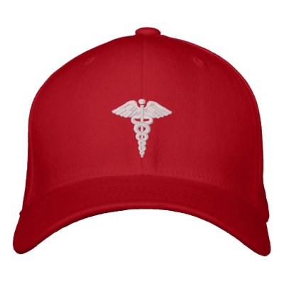 Medical Caduceus White Embroidered Baseball Caps Medical Caduceus White Embroidered Baseball Caps