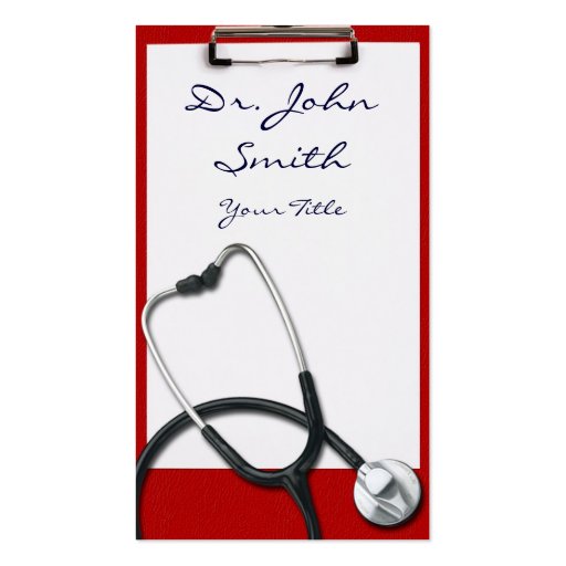 Medical Clipboard with Stethoscope Business Card (front side)