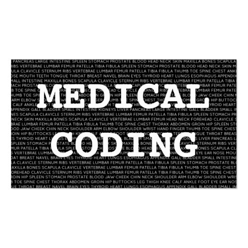 Medical Coding Medical Words Business Card (front side)