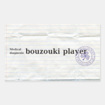 Medical diagnosis: bouzouki player rectangular sticker
