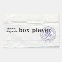 Medical diagnosis: box player rectangular sticker
