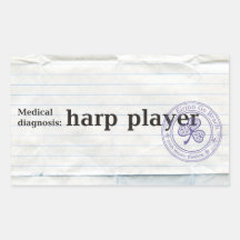 Medical diagnosis:harp player rectangular stickers