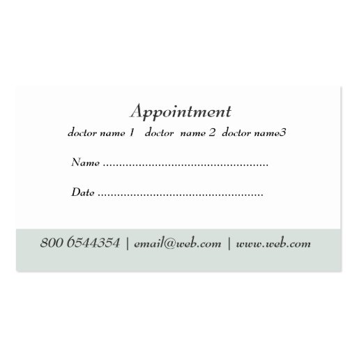 Medical Doctor Office & Appointment Business Card Templates (back side)