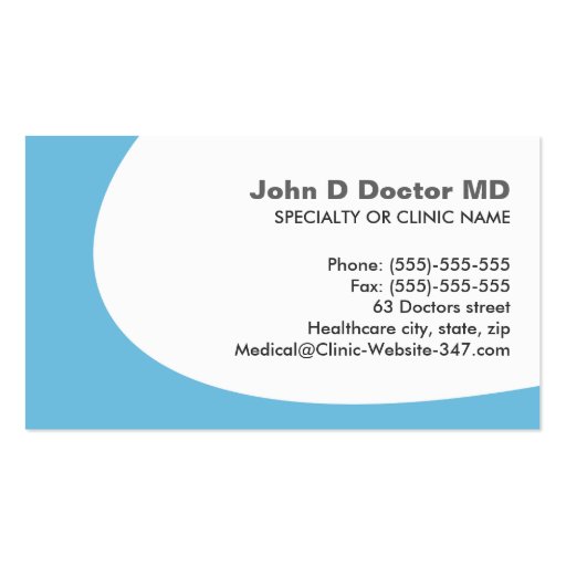 Medical doctor or healthcare business cards (back side)