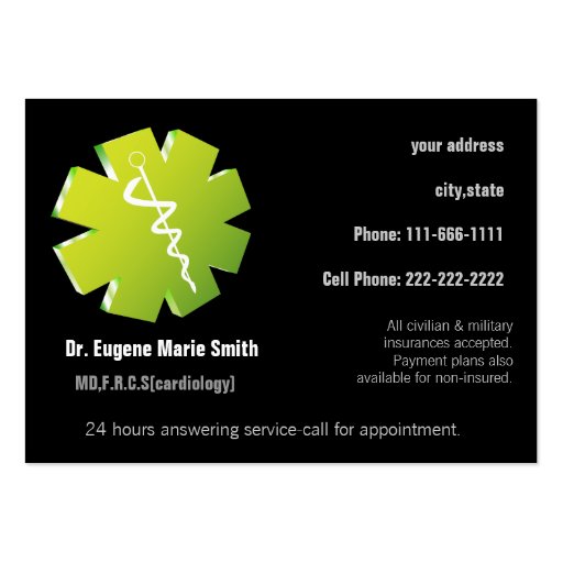 medical Doctors business card with appointment (front side)
