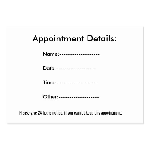 medical Doctors business card with appointment (back side)