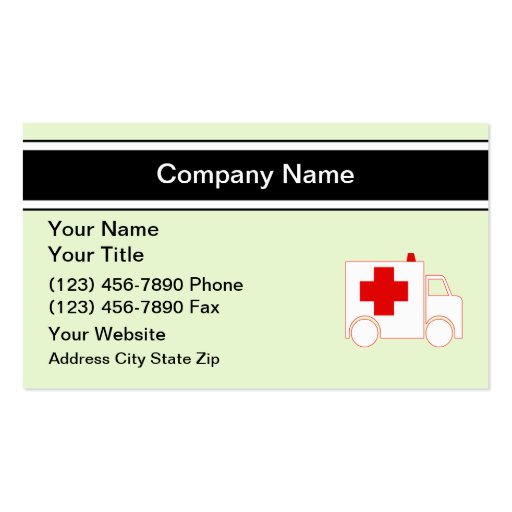 Medical Emergency Business Cards