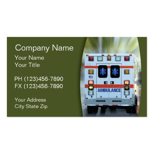 Medical, Emergency Business Cards (front side)