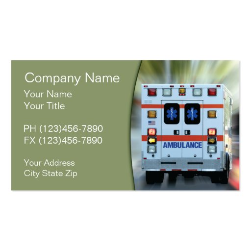 Medical Emergency Business Cards (front side)