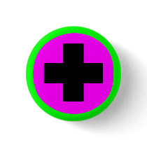 MEDICAL FETISH CROSS PINK GREEN BLACK buttons