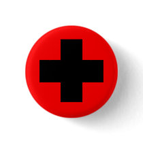 MEDICAL FETISH CROSS RED BLACK buttons