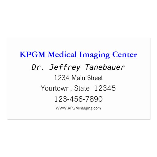 Medical MRI imaging Business Cards (back side)