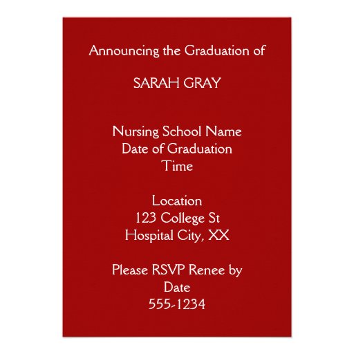 Medical Nursing School Graduation Customized Cards