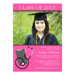 Medical Nursing School Pink Photo Graduation Personalized Invites