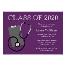 Medical Nursing School Purple Graduation Custom Announcements