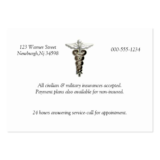 medical practice business cards (back side)