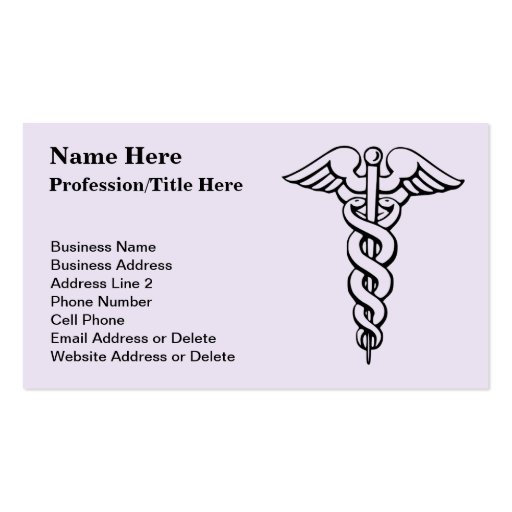 Medical Profession Symbol Caduceus Business Card