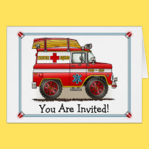 Medical Rescue Van Party Invitation cards