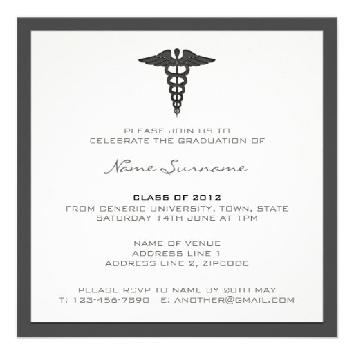 Medical School Graduation Invitation - Letterpress (front side)