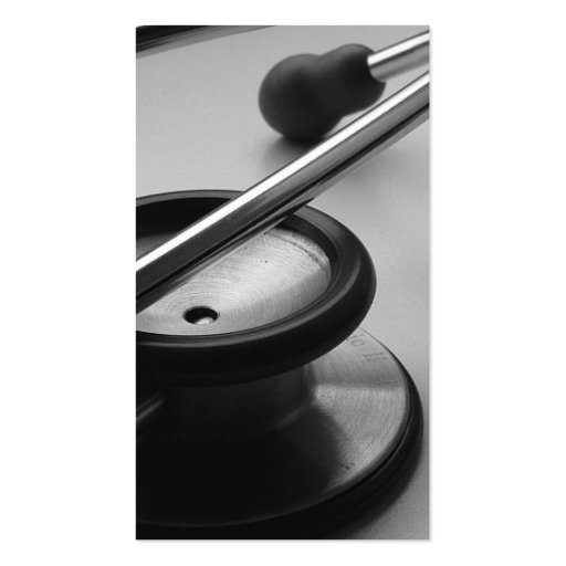 Medical Stethoscope, Black and White Business Card Templates (back side)