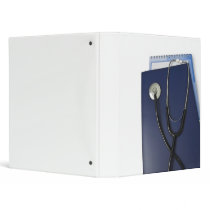 medical stethoscope on blue folder vinyl binder