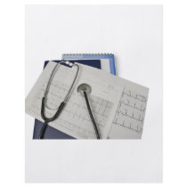 medical stethoscope on cardiogram EKG readings Flyer Design