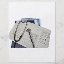 medical stethoscope on cardiogram EKG readings Flyer Design