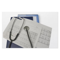 medical stethoscope on cardiogram EKG readings Stationery Design