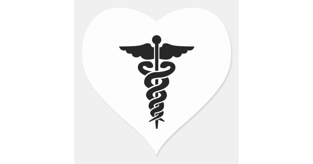 Medical Symbol Caduceus Heart Sticker Zazzle