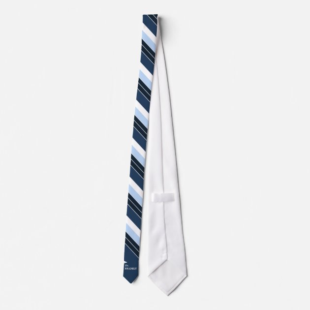 Medical Symbol Custom Name Navy Blue Striped Tie 3/3