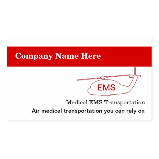 Medical Transportation Business Cards (front side)