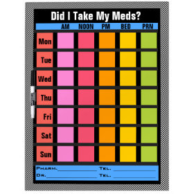 Medication Check List (Customizable) Dry Erase Whiteboards