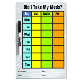 Medication Check List (Dry Erase Board) Dry Erase Whiteboards