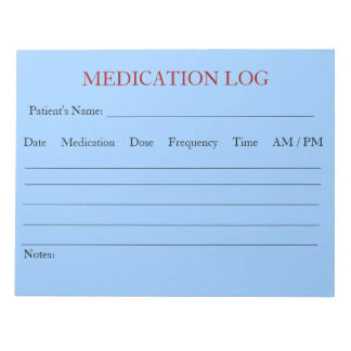 Medication Log Notepad (Sky Blue)
