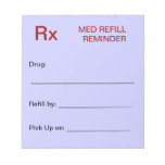 Medication Refill Reminder Notepad - Light Blue